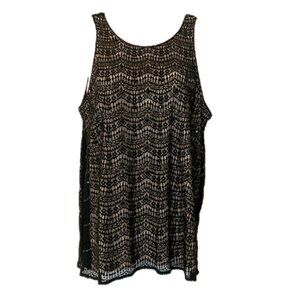 Ann Taylor Women’s Sequin Lace Sleeveless Tank Top, Black, Medium